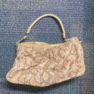 Stylish Tan Cloth Snake Print Women's Bag